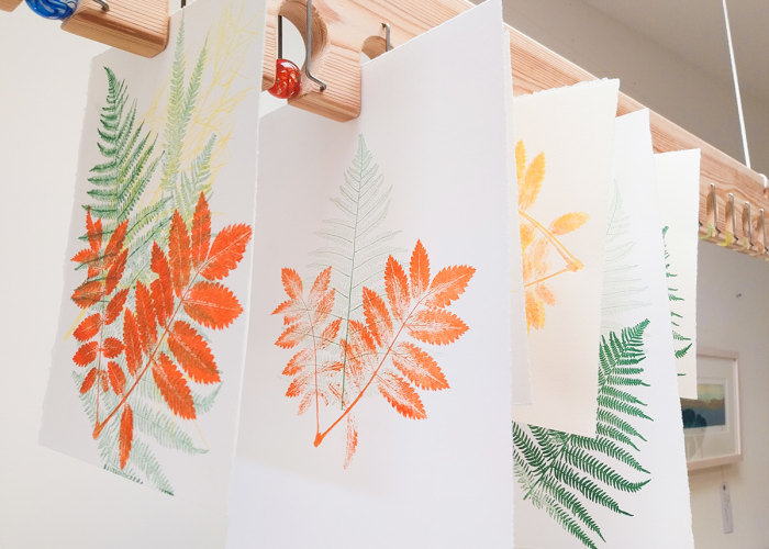 leaf prints in autumn colours