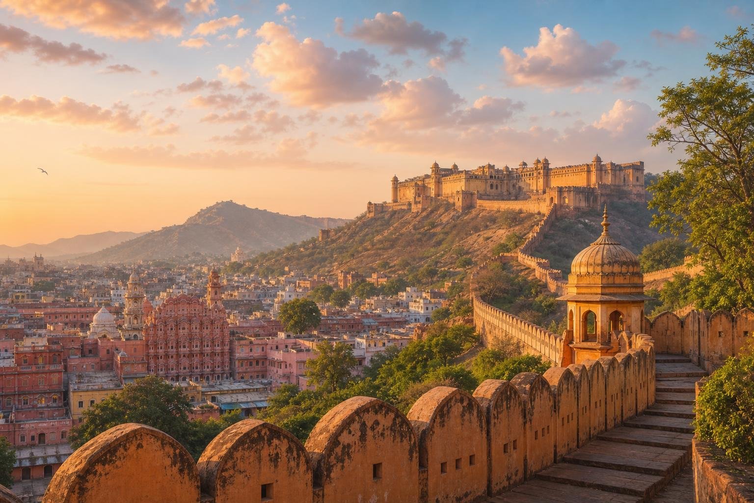 Jaipur, Rajasthan, India — illustrated landscape