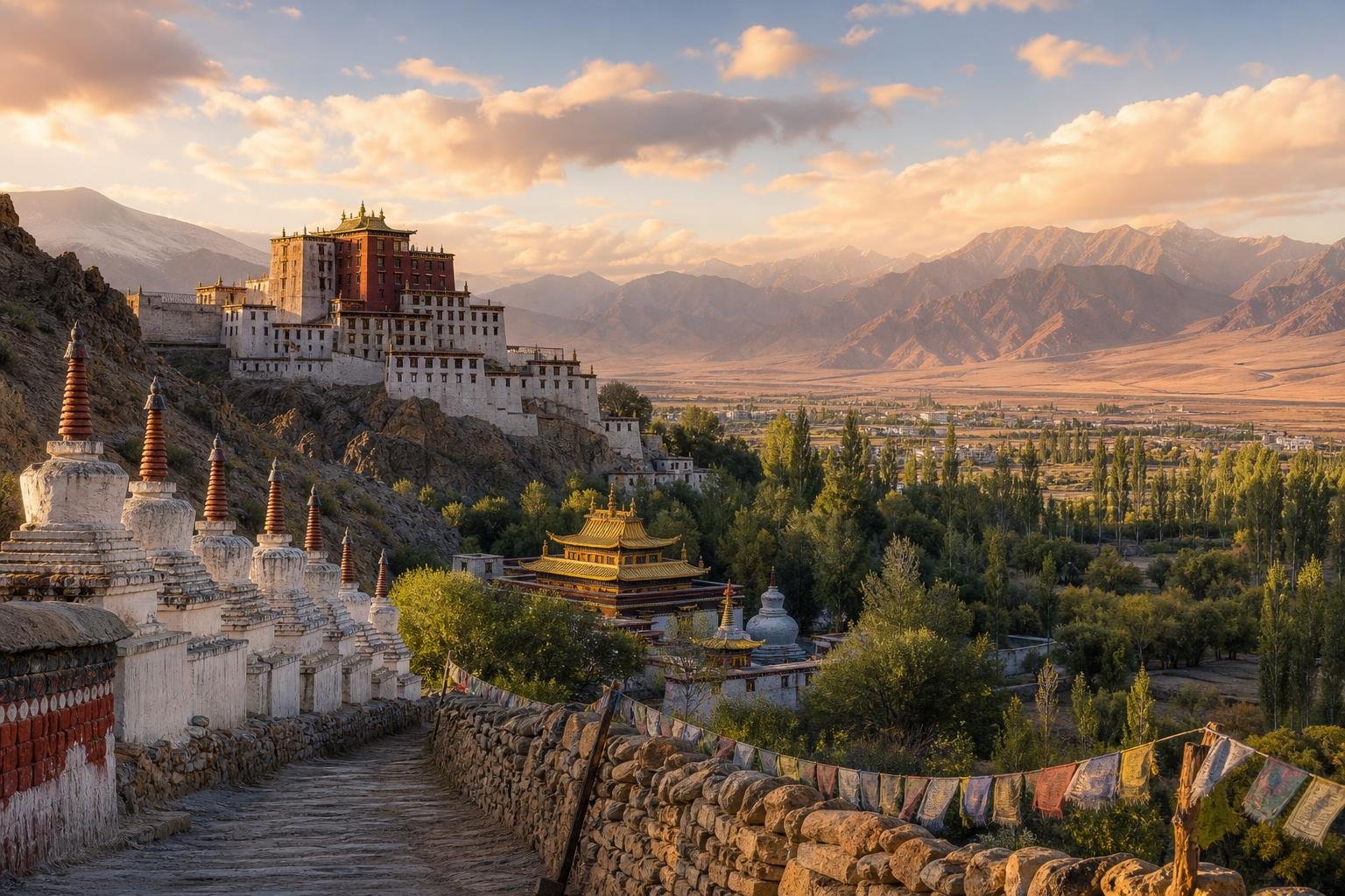 Shey, Ladakh — illustrated landscape