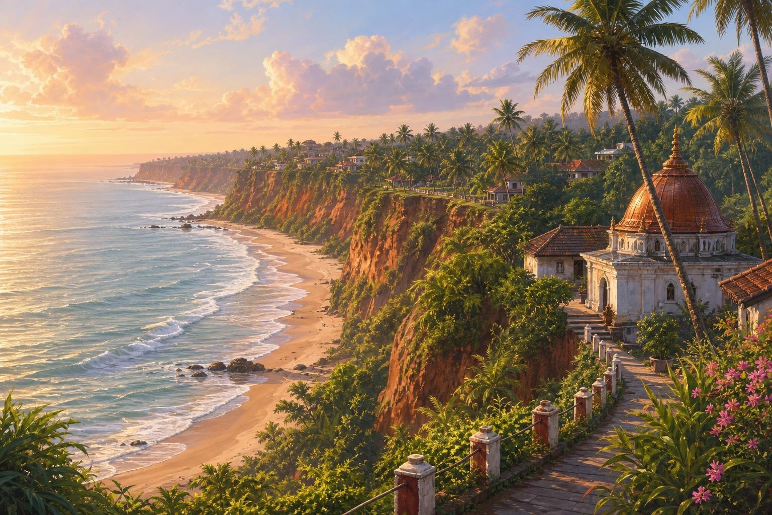 Varkala, Thiruvananthapuram district, Kerala, India — illustrated landscape