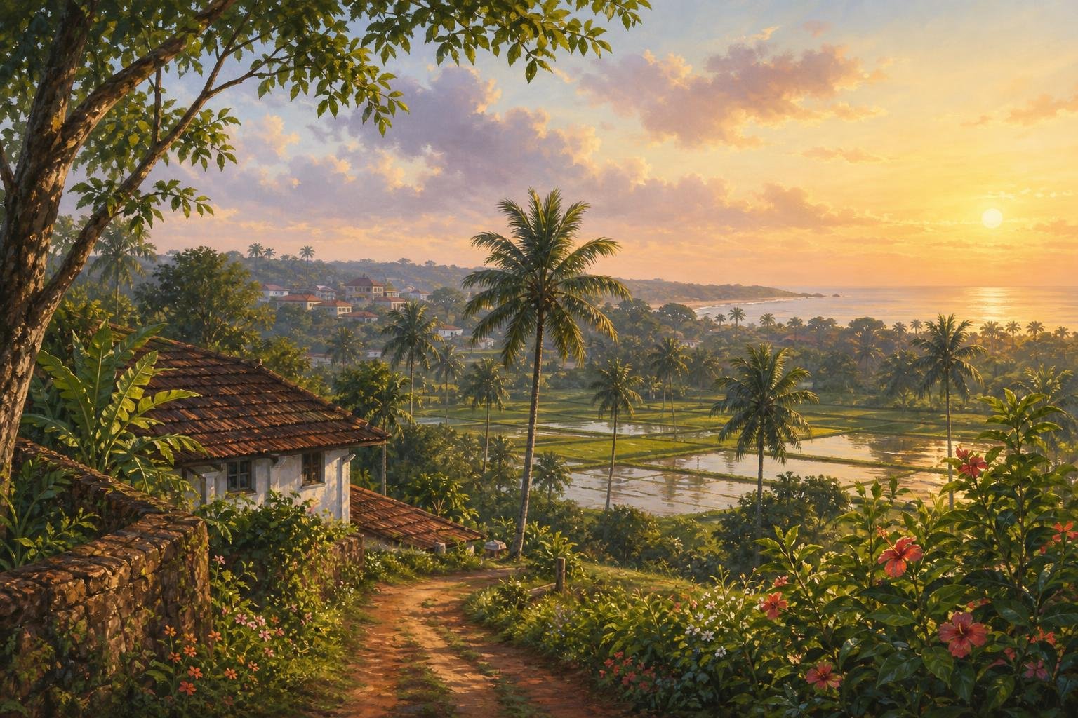 Olaulim, Bardez, North Goa, Mapusa — illustrated landscape