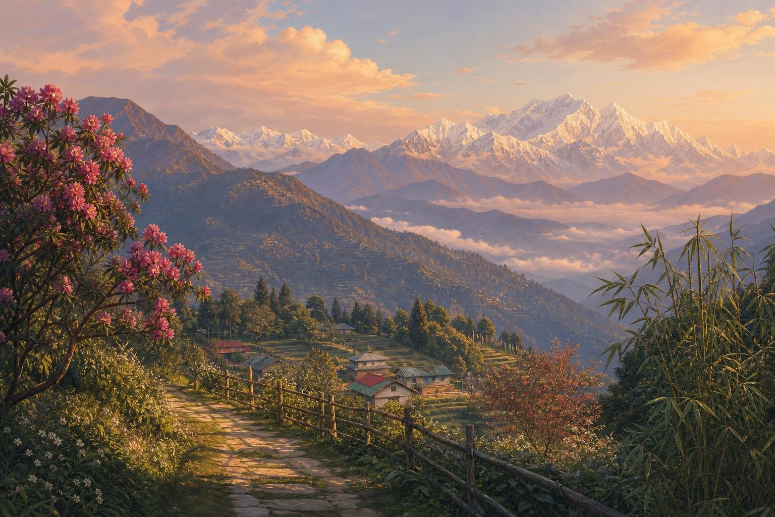 Rinchenpong, West Sikkim — illustrated landscape