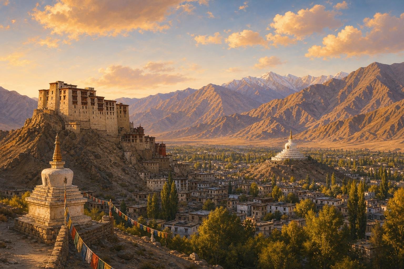 Leh, Ladakh — illustrated landscape