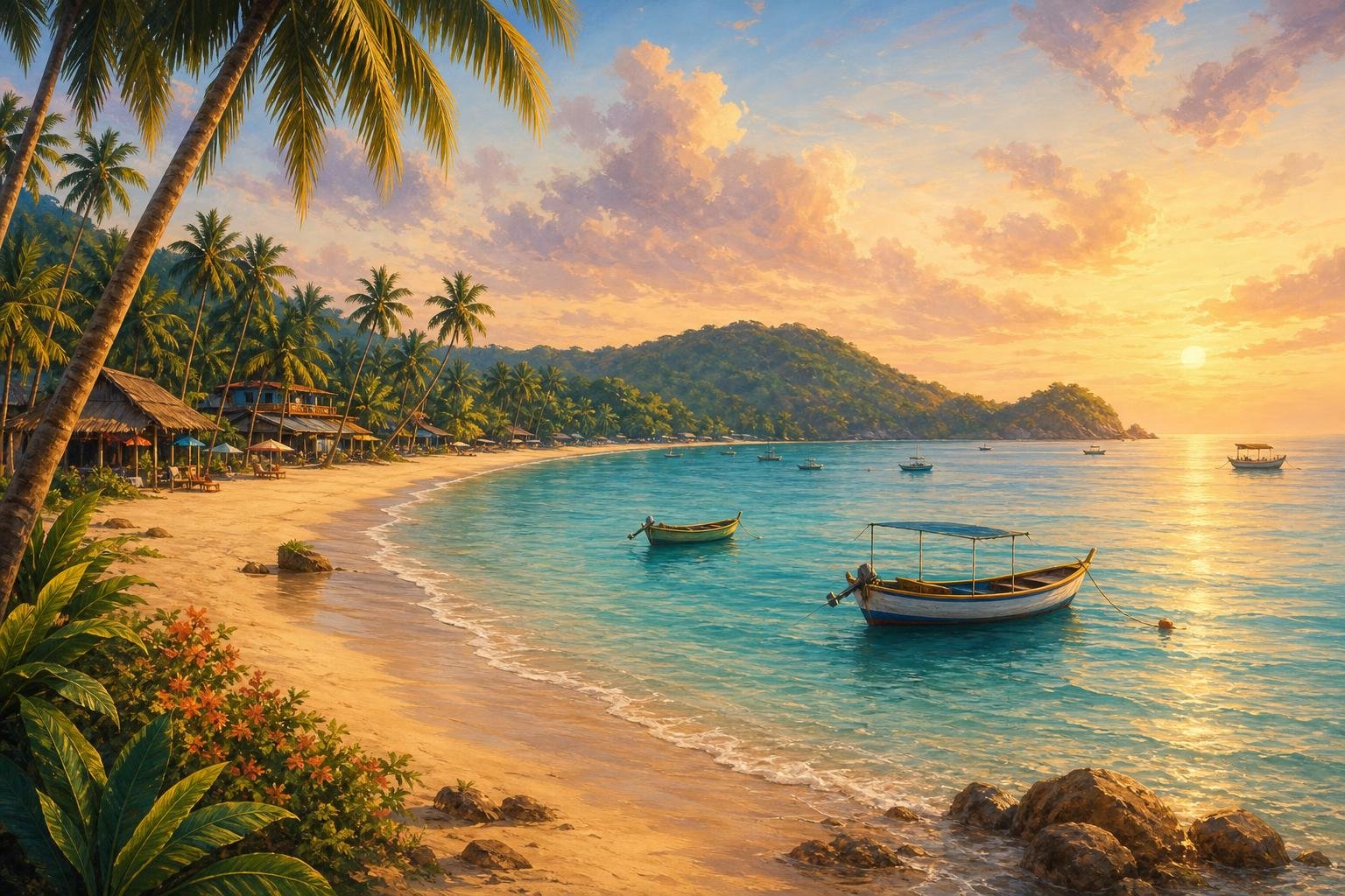 Palolem Beach, Cotigao Wildlife Sanctuary, Butterfly Beach — illustrated landscape