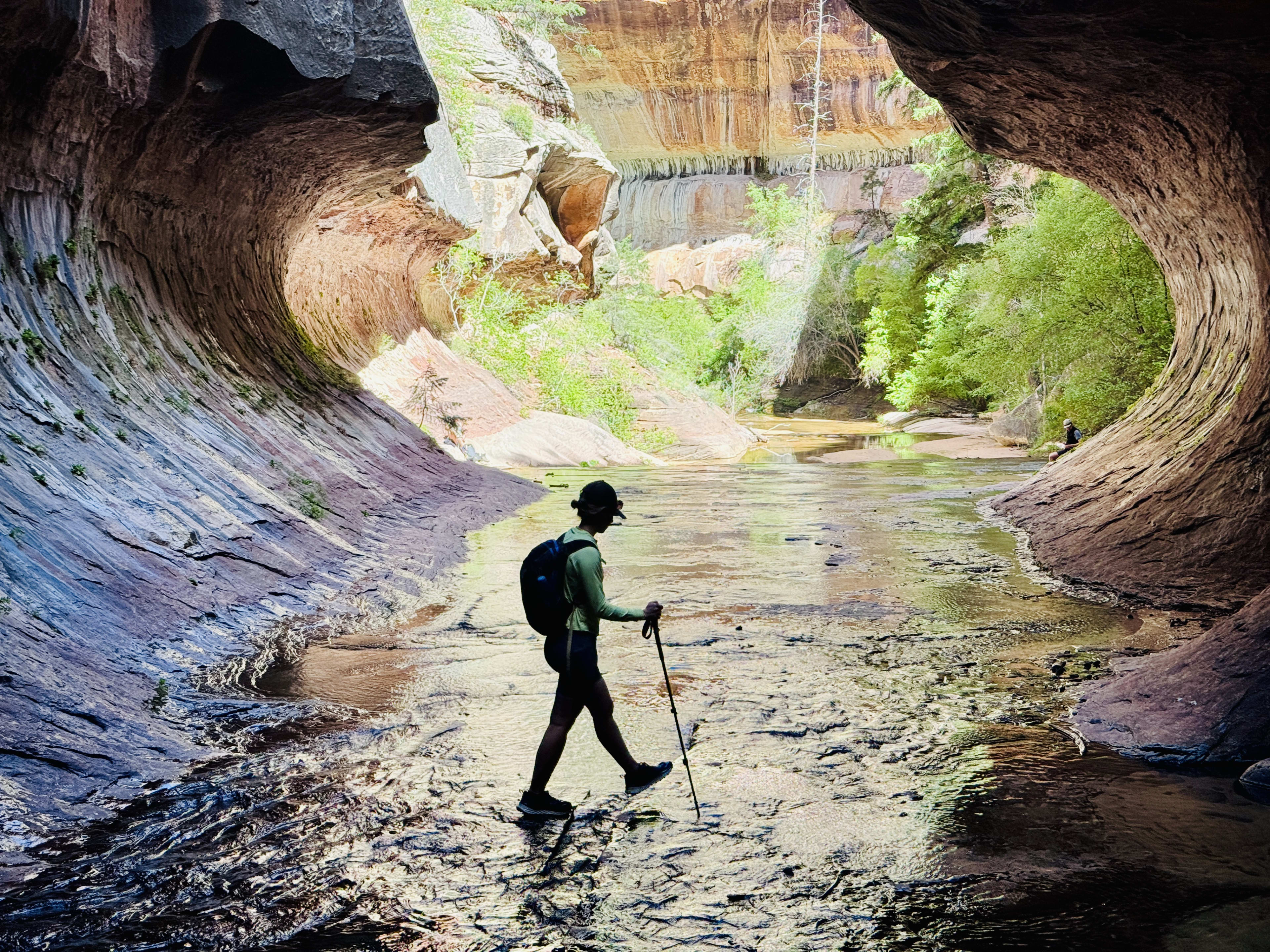 Bricelyn skipping puddles in the Subway canyon