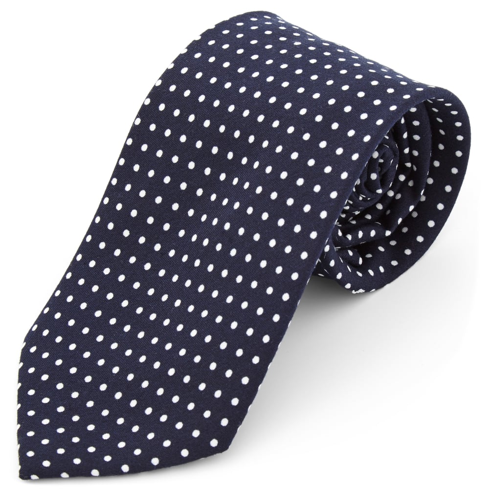 Cravate bleu marine à pois blancs - large | En stock! | Tailor Toki