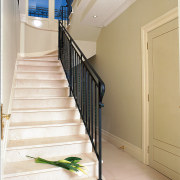First Quality Crema Marfil stairs from N&amp; F baluster, floor, flooring, handrail, home, house, property, real estate, stairs, wall, white