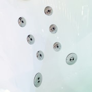 A detail of spout from a spa bath plumbing fixture, product design, tap, water, white