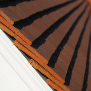 Wunderlich Heritage Shingle roof tiles were triple overlapped daylighting, line, material, roof, wood, wood stain, yellow, brown