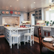 The view of a traditional kitchen - The cabinetry, countertop, cuisine classique, interior design, kitchen, room, gray, black