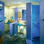 A creative bathroom - A creative bathroom - bathroom, blue, interior design, public toilet, purple, room, wall, blue