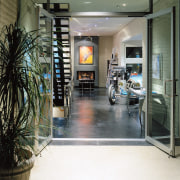 View of the entrance - View of the floor, flooring, interior design, lobby, white, black, gray