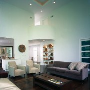 interior view of the lounge area - interior architecture, ceiling, couch, daylighting, floor, furniture, home, house, interior design, living room, room, table, wall, gray