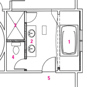 Plan view of the bathroom - Plan view area, design, diagram, drawing, font, line, line art, pattern, product, product design, white, white