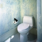 View of the toilet within the bathroom - bathroom, bidet, blue, ceramic, floor, interior design, plumbing fixture, product, product design, public toilet, purple, room, tap, tile, toilet, toilet seat, urinal, wall, gray, white