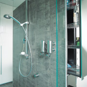 View of the shower unit - View of bathroom, glass, plumbing fixture, shower, gray, white