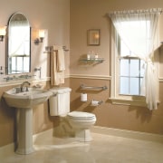 View of the bathroom - View of the bathroom, bathroom accessory, floor, home, interior design, plumbing fixture, room, brown