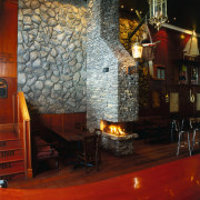 View of the dining area - View of architecture, interior design, lighting, wall, black, red