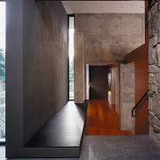View of entrance way leading into the hallway architecture, floor, house, interior design, wall, wood, black, gray