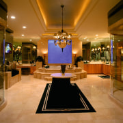 View of this luxury master bathroom - View ceiling, interior design, lighting, lobby, brown, orange