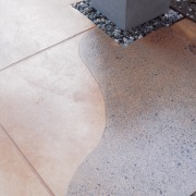 Coloured concrete looking like large flagstones, pebbles and concrete, floor, flooring, tile, gray