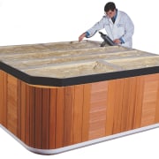 Spa pool under construction, showing layers of foam furniture, product, product design, white