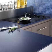 View of the countertop by Cosentino USA - countertop, floor, flooring, kitchen, product design, sink, tile, gray, blue