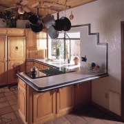 View of this traditional kitchen - View of cabinetry, ceiling, countertop, cuisine classique, interior design, kitchen, room, under cabinet lighting, brown