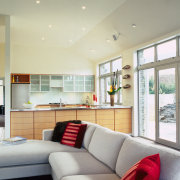 View of the kitchen &amp; casual living area ceiling, daylighting, home, house, interior design, living room, property, real estate, window, gray