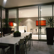View of the internal courtyard - View of dining room, furniture, interior design, table, window, black