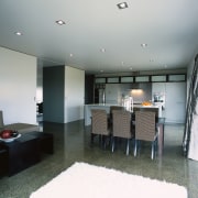 View of the dining &amp; kitchen area - ceiling, floor, interior design, real estate, room, gray