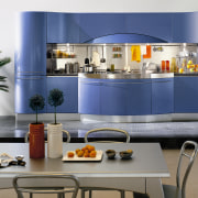 View of this modern kitchen - View of interior design, kitchen, product, product design, table, gray