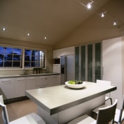 View of this dining &amp; kitchen area - ceiling, countertop, interior design, kitchen, real estate, table, brown, gray