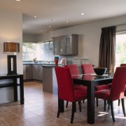 View of the dining area - View of dining room, interior design, property, real estate, room, table, gray