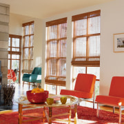 View of this living area - View of chair, furniture, home, interior design, living room, real estate, room, table, window, window covering, gray