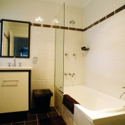 interior view of bathroom - interior view of bathroom, floor, home, interior design, room, tile, orange
