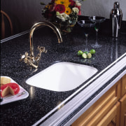 View of this contemporary benchtop - View of countertop, kitchen, plumbing fixture, sink, black