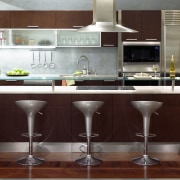 Interior view of kitchen serving bench - Interior cabinetry, countertop, cuisine classique, flooring, furniture, interior design, kitchen, product design, small appliance, table, red, white