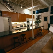 View of the kitchen area - View of furniture, interior design, brown