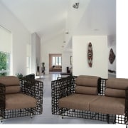 Interior view of living area showing furniture - angle, chair, couch, furniture, interior design, living room, loveseat, property, room, table, gray, white