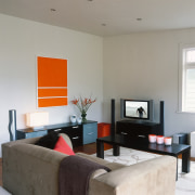 Interior view of living area - Interior view ceiling, floor, furniture, hearth, home, interior design, living room, room, table, wall, gray