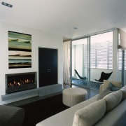 Inner view of this lounge - Inner view fireplace, floor, hearth, interior design, living room, real estate, window, window covering, gray, black