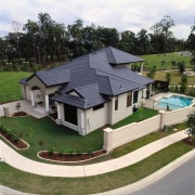 exterior view of house showing roofing - exterior cottage, estate, facade, home, house, property, real estate, residential area, roof, suburb, white, brown