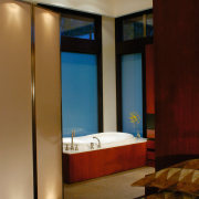 View of this bathroom - View of this architecture, bathroom, ceiling, interior design, lighting, room, suite, wall, brown