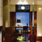 View of this living area - View of ceiling, dining room, furniture, home, interior design, lighting, living room, room, table, brown