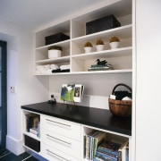 view of the laundry that also incorporate shelving bookcase, furniture, interior design, shelf, shelving, white