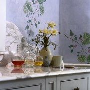 Close up view of storage cabinet - Close interior design, paint, still life, still life photography, wall, gray, purple