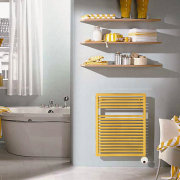 View of this bathroom - View of this bathroom, bathroom accessory, bathroom cabinet, chest of drawers, furniture, interior design, plumbing fixture, product, product design, shelf, shelving, tap, yellow, white, gray