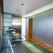 view of kitchen benchtop area - view of architecture, ceiling, glass, interior design, gray