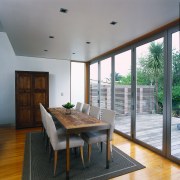 view of the dining area - view of architecture, ceiling, daylighting, floor, house, interior design, living room, real estate, room, window, gray